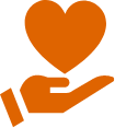 Caring heart and hand